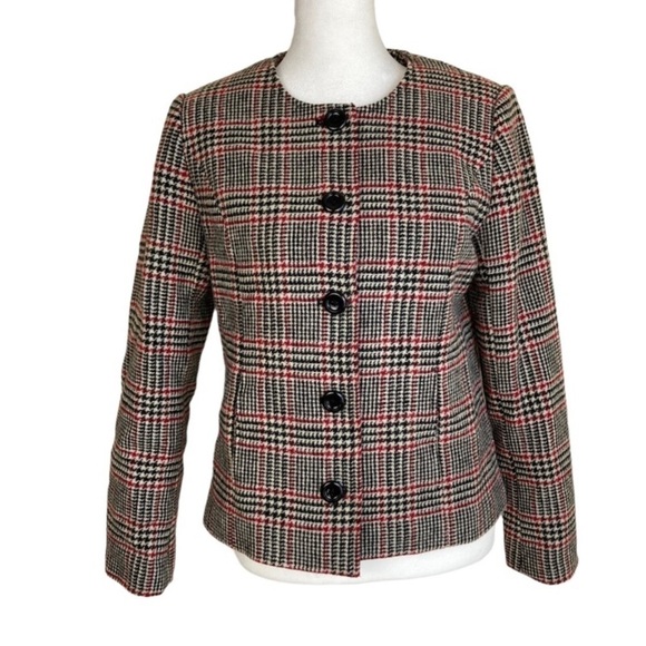 Appleseed’s Vintage Wool Blazer Buttonfront Houndstooth Jacket Classic Tailored - Picture 1 of 16